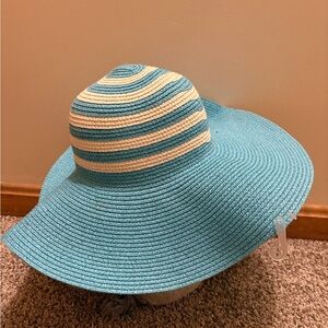 Blue and Cream Striped Sun Hat